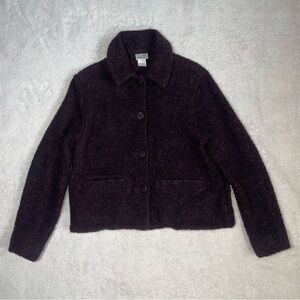 Eileen Fisher Womens Wool Jacket Size S Boucle Pockets